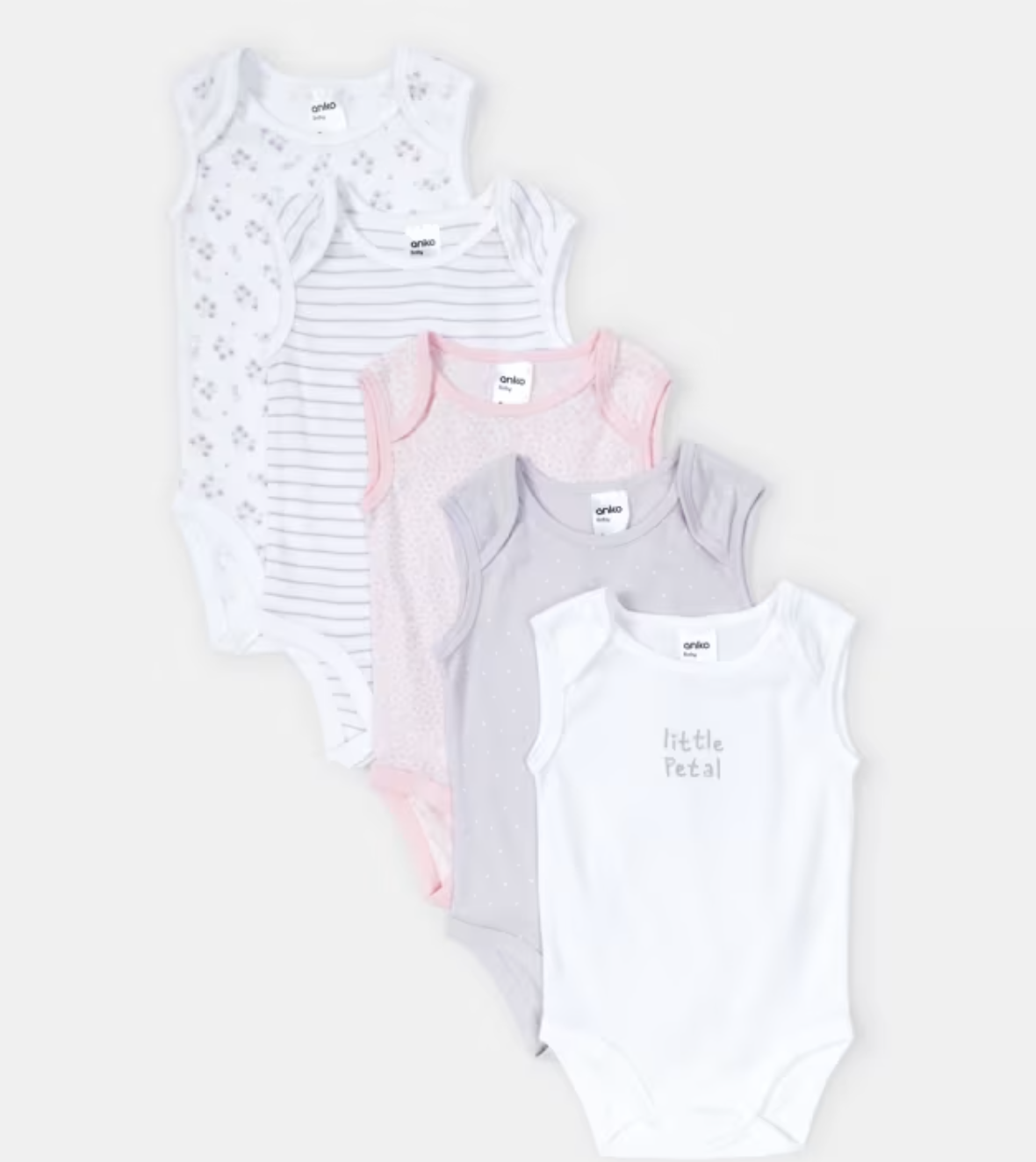 5 Pack Sleeveless Bodysuits - Kmart